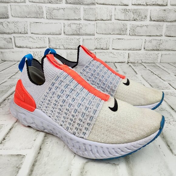 Nike React Phantom Run Flyknit 2 Women's Sz 8 White Orange Athletic Gym Sneakers - Picture 1 of 10